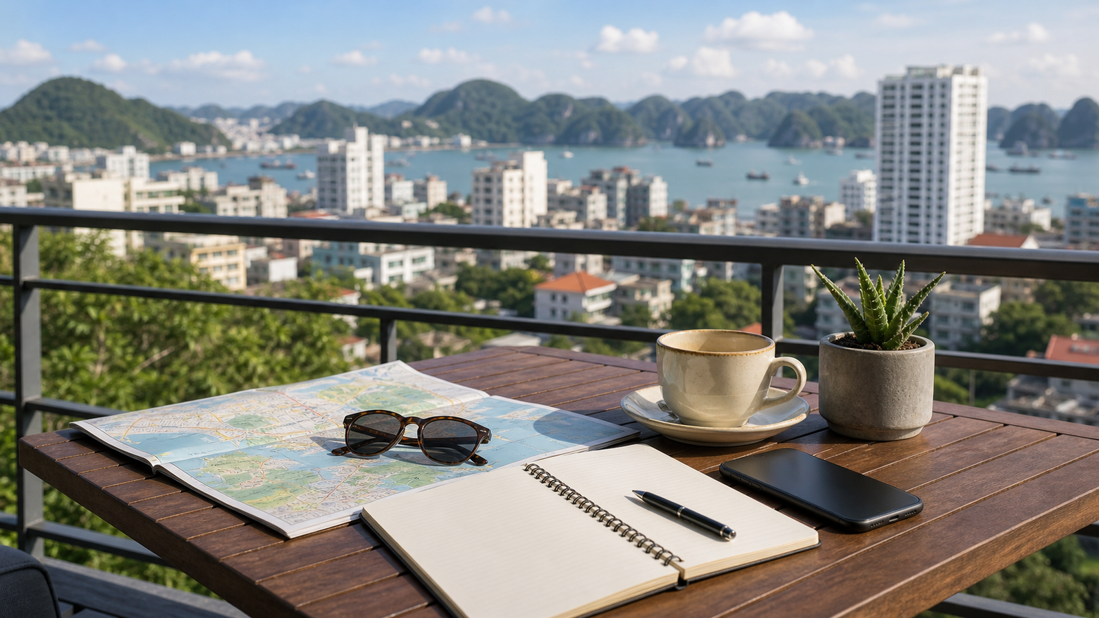Trang chủ Balcony overlooking Ha Long city and bay